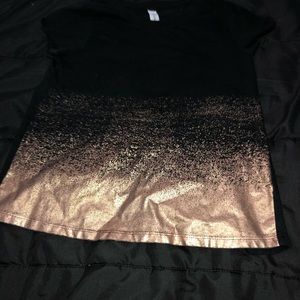 Black faded into rose gold top